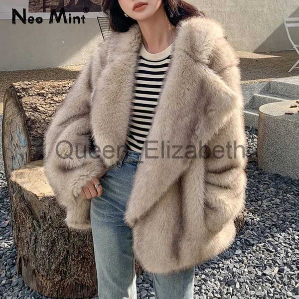 Coletes femininas Marca de luxo Moda Gradiente Animal Cor Faux Fur Casaco Jaqueta Mulheres 2023 Inverno Solto Oversized Longo Fofo Overcoat Outerwear J231107