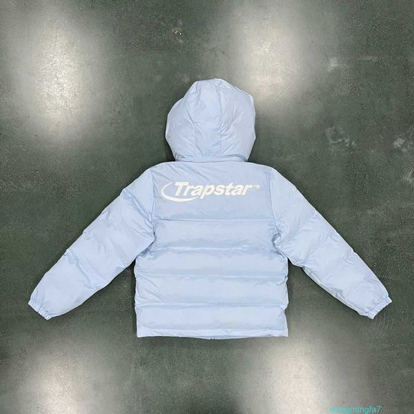 Parkas Online Celebrity o mais recente Trapstar Down Cotton Jacket para homens Ice Blue Hooded Destacável Patch Bordado Moda Britânica Brandk3l8