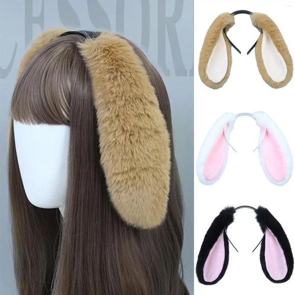 Articoli per feste Carino orecchie lunghe Cerchio per capelli Anime Cosplay Dolce peluche Puntelli dalle orecchie pendenti Fascia soffice Copricapo Fascia Co I3U2