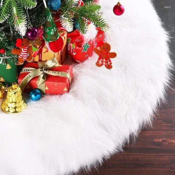 Weihnachtsdekorationen, Plüsch-Samt-Baumrock, schneeweiß, weiches Kunstfell, Weihnachtsbäume, Teppich, Matte, Ornamente für das Jahr, Party, Heimdekoration