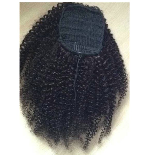 Mast Sell Selling African American Human Hair Ponytail Afro Kinky Curly Draw String Ponytail Brasilianische Haar Pony Schwanz 160 g 20 Zoll Voll natürliche schwarze Farbe 1B