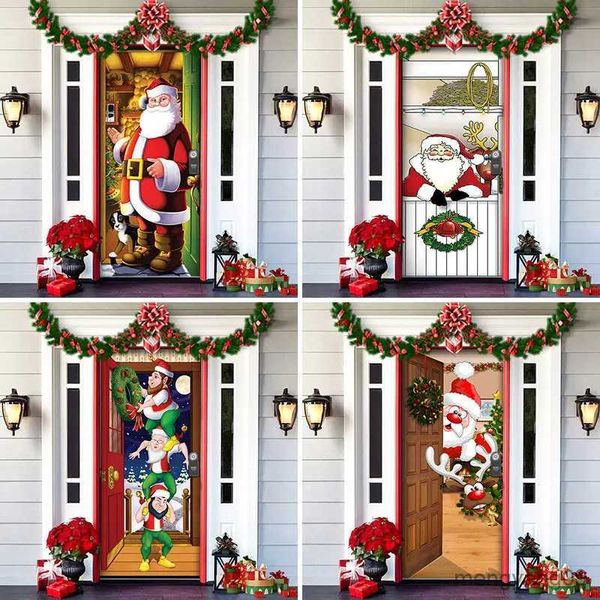 Decorazioni natalizie Sfondo natalizio Banner Elfi di Natale Copriporta per la porta della casa per le feste Incubo prima di Natale Decorazioni per esterni Puntelli R231107