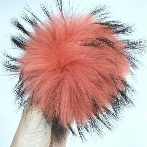 Schlüsselanhänger Magicfur - Orange-8 Pompom Ball Echter Waschbärpelz W Druckknopf für Hut Schuhe DIY Zubehör