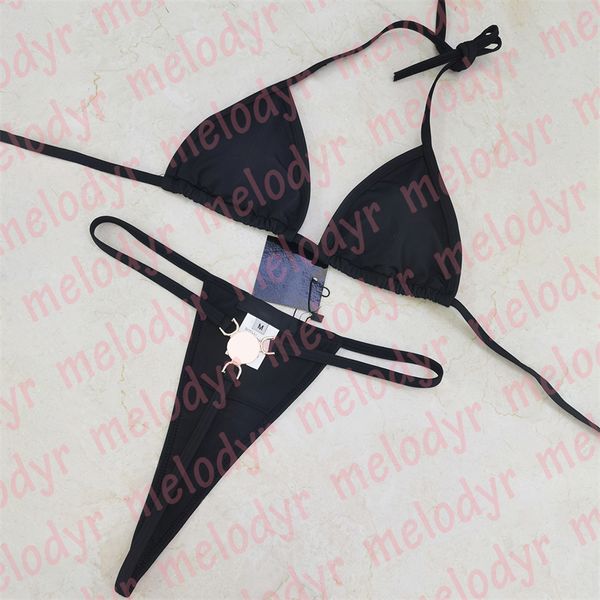 Costume da bagno da donna sexy perizoma bikini dal design classico in metallo, costume da bagno da spiaggia all'aperto, vita bassa, biquinis, fasciatura per le vacanze estive