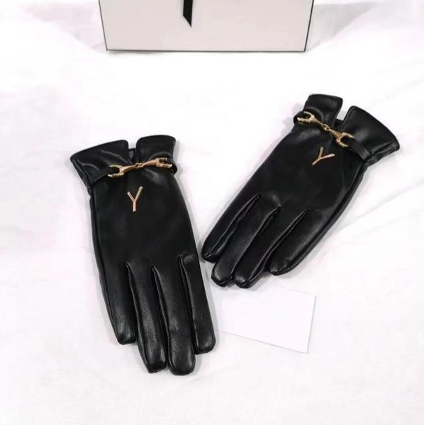 Damen-Designer-Handschuhe, Schaffell-Handschuhe, Winter, luxuriös, echtes Leder, Marken, große Finger, Handschuh, warme Kaschmir-Innenseite, Touchscreen