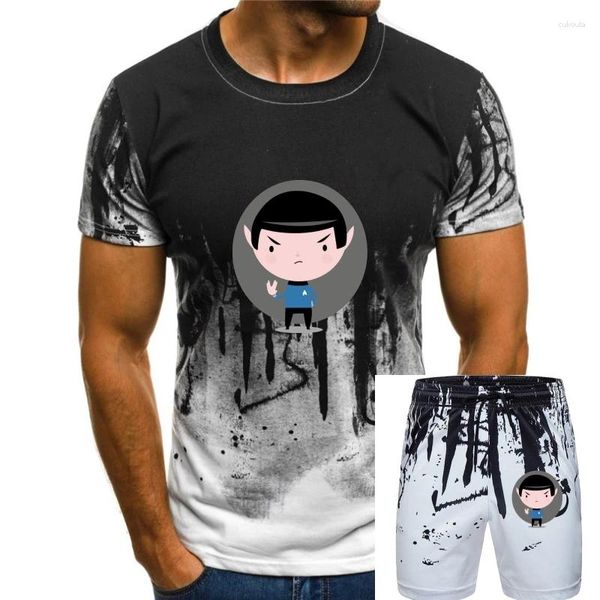 Fatos de treino masculino dos desenhos animados estrela treck spock vulcan saudação t camisa para masculino elegante camiseta