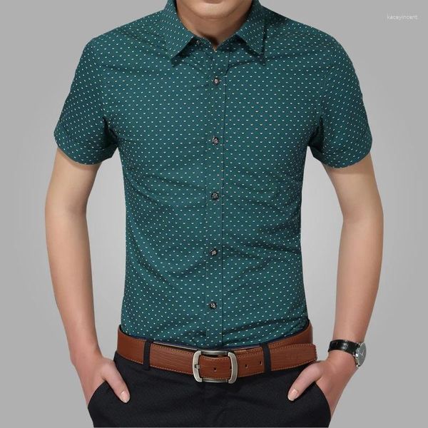 Männer Lässige Hemden 2023 Männer Marke Umlegekragen Slim Fit Herren Chemise Homme Sommer Strand Dot Hemd Kurzarm Gedruckt 5XL