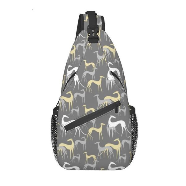 Schultaschen Grey Sighthounds Crossbody Sling Backpack Men Custom Greyhound Dog Shoulder Chest Bag for Travel Hiking Daypack 230407
