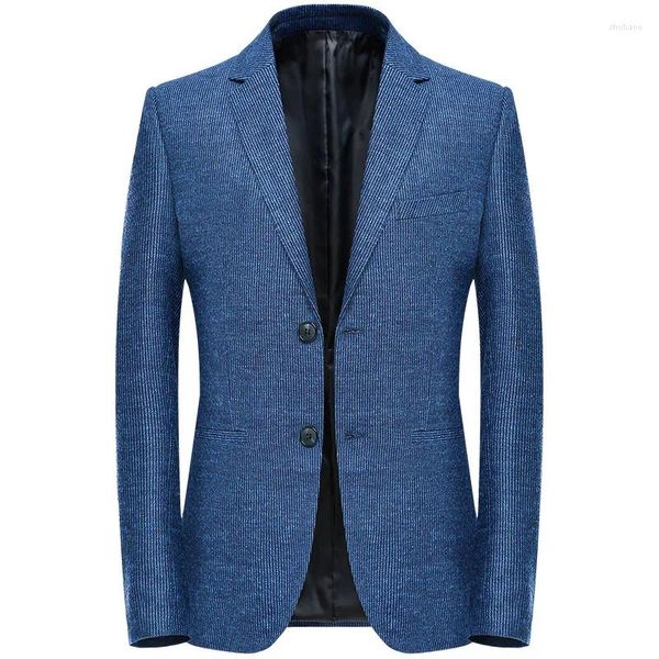 Ternos masculinos 2023 dois botões azul magro corpo blazer casual listra vertical plus size casamento negócio de alta qualidade terno pequeno casaco S-4XL