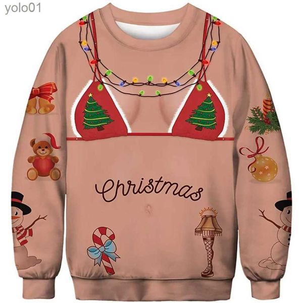 Kadın Sweaters Noel Süveteri Yenilik Komik Işık Çirkin Noel Süveter Erkek ve Kadınlar İçin 3D Baskı Külkü Jumpers Sıcak Sweaterl231107