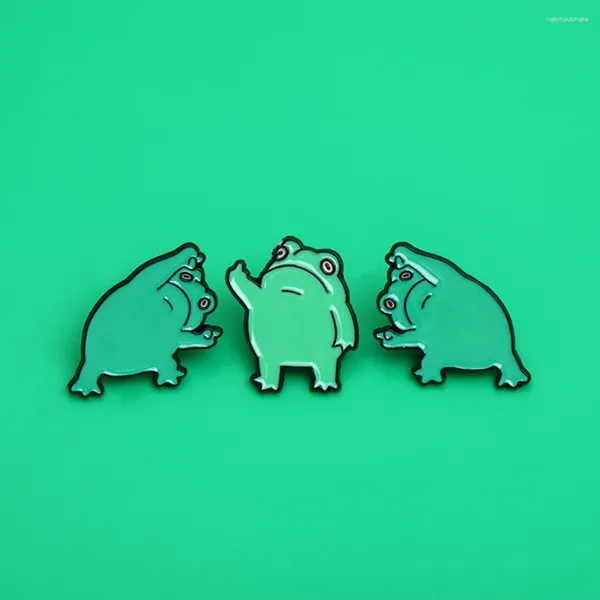 Broches exercício verde orgulhoso de sapo personalidade animal lapela pinos para mulheres meninas homens saco de pano mochila crachá jóias presente