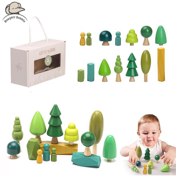 Outros brinquedos 1 conjunto de simulação natural de madeira árvore para crianças Montessori Game Educational Toy Baby Room Decoration Gifts 230407