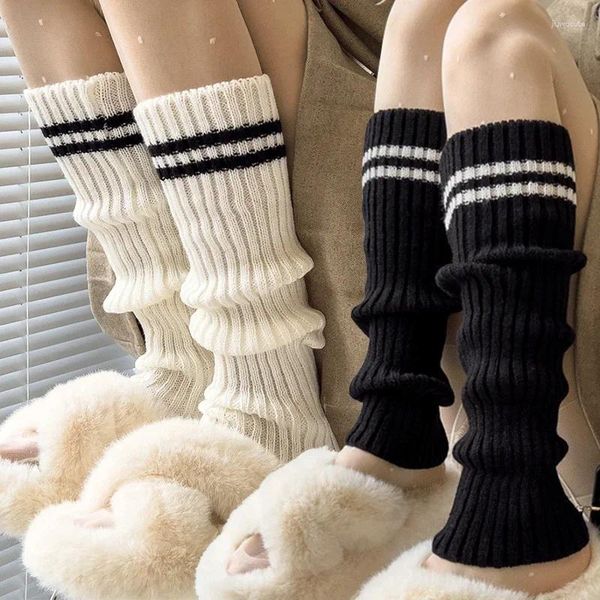 Damen-Socken, Y2K-Damen, gestreift, gestrickt, gestreift, niedlich, warm, Fußärmel, Leggings, japanische Süßigkeiten, Winter-Herbst-Strumpf