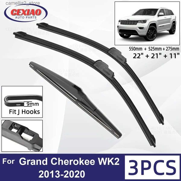 Limpadores de pára-brisa para Jeep Grand Cherokee WK2 2013-2020 Lâminas de limpador dianteiras e traseiras de carro Limpadores de pára-brisa de borracha macia Pára-brisa automático 22 