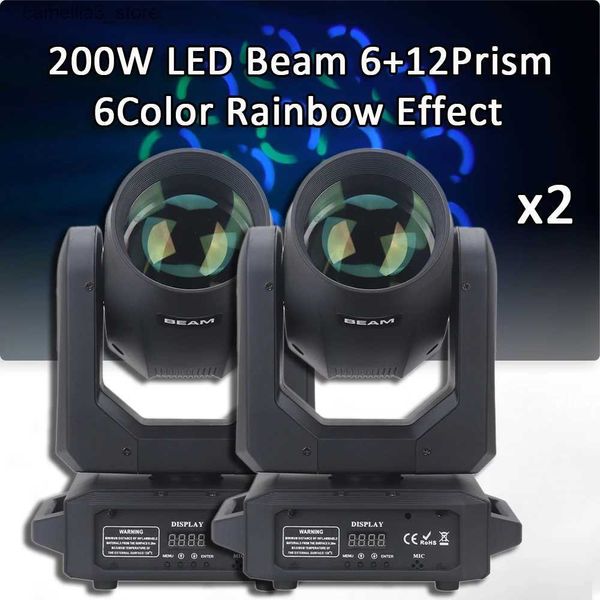 Moving Head Lights 2 Pçs / lote LED Moving Head Light 200W Feixe + Spot + 6 + 12 Prismas Rotativos Dj Dmx Stage Light Party Effect Light Disco Dj Bar Q231107