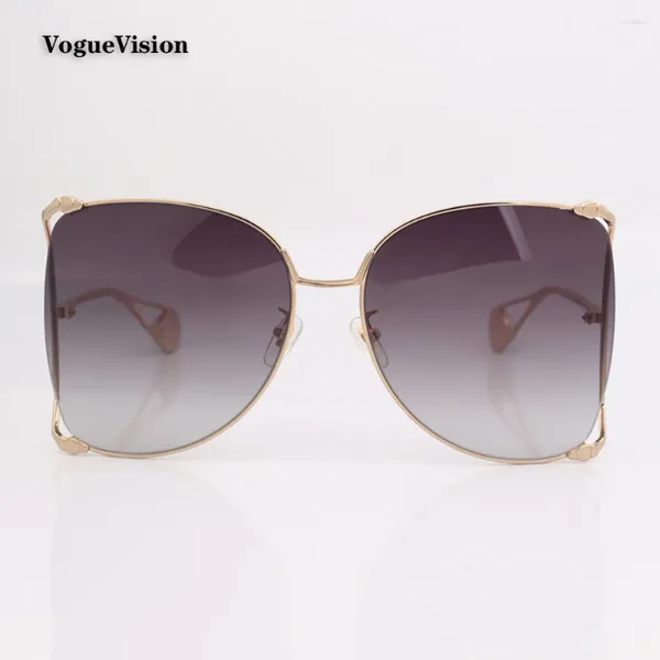 Sonnenbrille Übergroße Gold Metallrahmen Schmetterling Für Frauen Mode Farbverlauf Geräucherte Linse Outdoor UV-Schutz Brillen