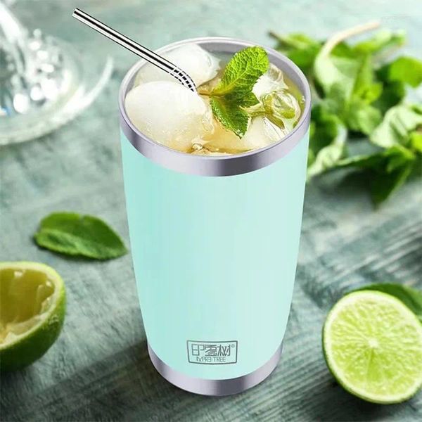 Bottiglie d'acqua 20OZ Tazza per auto in plastica spruzzata Birra Bingba Acciaio inossidabile 304 Doppio strato Isolamento termico e freddo