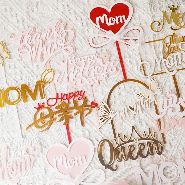 Cake Tools Acryl-Sammlung der Muttertag-Mom-weißen Platin-Schmetterlings-Liebesfest-Dekorations-Einsteckkarte für Geburtstagsfeier