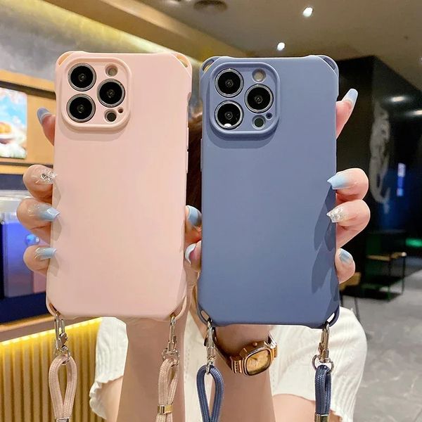 Silicone líquido crossbody colar cordão cinta caso do telefone para iphone 13 11 12 14 15 pro max 14 15 plus capa macia