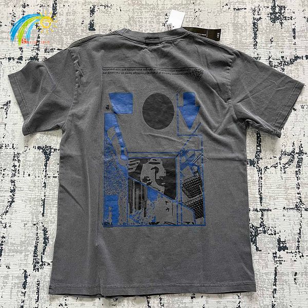 Herren-T-Shirts, abstrakter Bilddruck, gewaschener Batik, Cavempt T, Streetwear, Mode, Vintage, Anthrazit, Cav Empt C.e, T-Shirt, Top, Baumwolle, hochwertige Luxusgüter