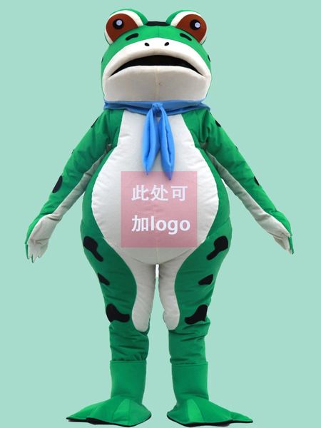 Trajes de mascote Frog inflável mascote desenho animado traje de boneca pessoas vestindo pimenta de boneca Promoção de publicidade engraçada Roupas de sapo vermelho verde