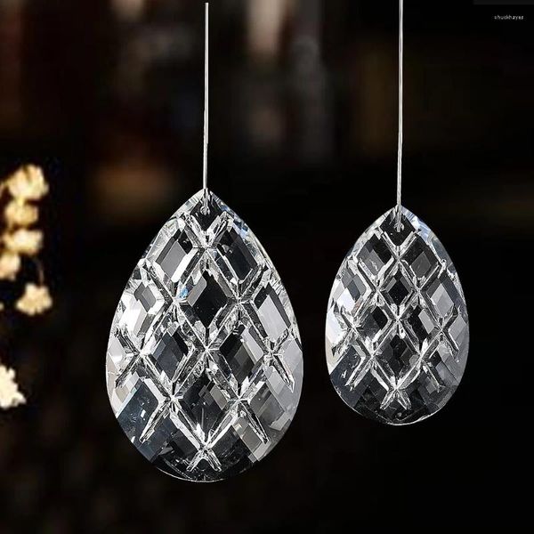 Lampadario di cristallo 48 / 75MM Prisma sfaccettato laser Griglia Tic-tac-toe Goccioline d'acqua Vetro trasparente Brillante Catcher sole Ciondola parte Decor