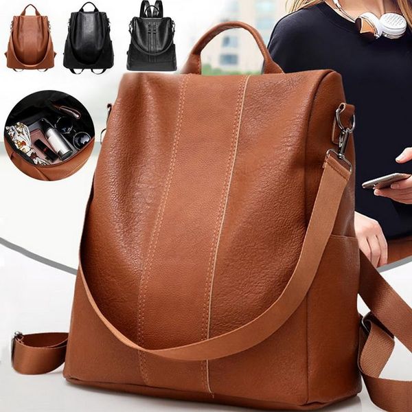 Mochila Mulheres Mulheres Cruz Bolsa Bolsa de ombro Pu Couro Meninas Escola Feminina Livro de Pele Feminina Laptop Rucksack Mcens Messenger Bags