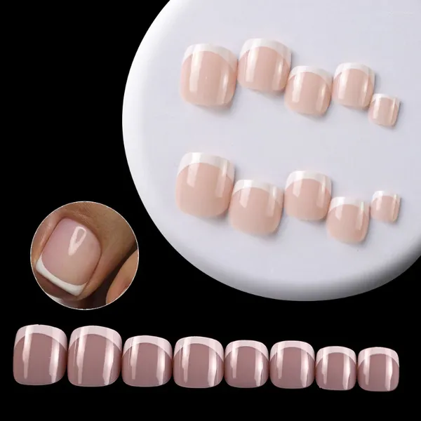 Unhas Falsas 360 pcs Nude Curto Quadrado Francês Toe Press nas Unhas Brilhantes / Fosco Cobertura Completa Cola Falso Extensão Acrílica