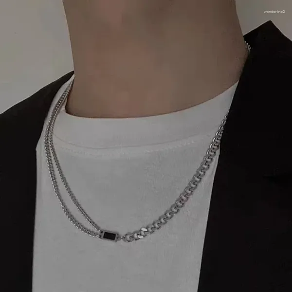 Ketten Original einzigartige Bedeutung und trendige amerikanische Hip-Hop-Stil Paar doppelschichtige schwarze quadratische Halskette