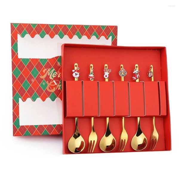 Set di stoviglie Stoviglie di Natale durevoli Posate in acciaio inossidabile Decorazione carina Regalo di moda ecologico Riunioni di famiglia