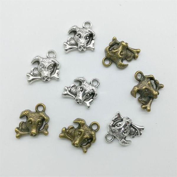 50 Stück Lot A Dog Eat Bone Legierung Charm Anhänger Retro Schmuck DIY Schlüsselanhänger Antike Silber Bronze Anhänger für Armband Ohrringe 16x1301B