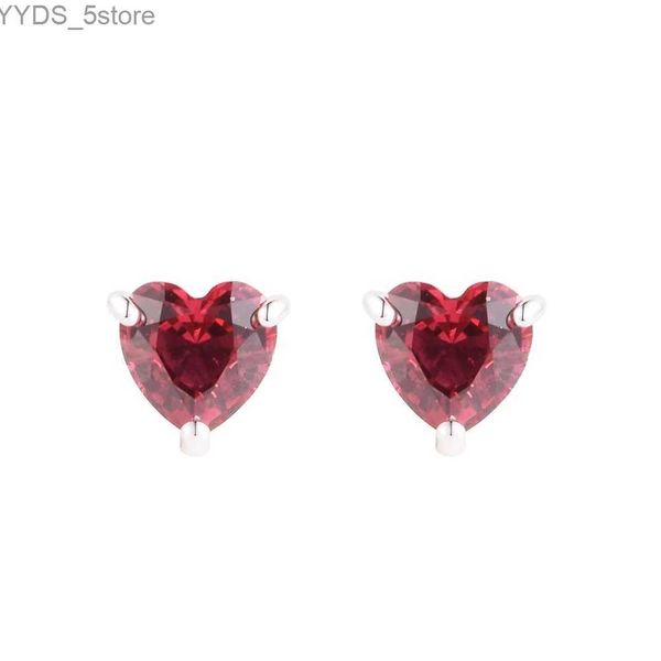 Orecchini a bottone a forma di cuore rosso in argento sterling 925 con orecchini a forma di cuore rosso per San Valentino per le donne Orecchini originali per gioielli da sposa Brincos Spedizione gratuita YQ231107