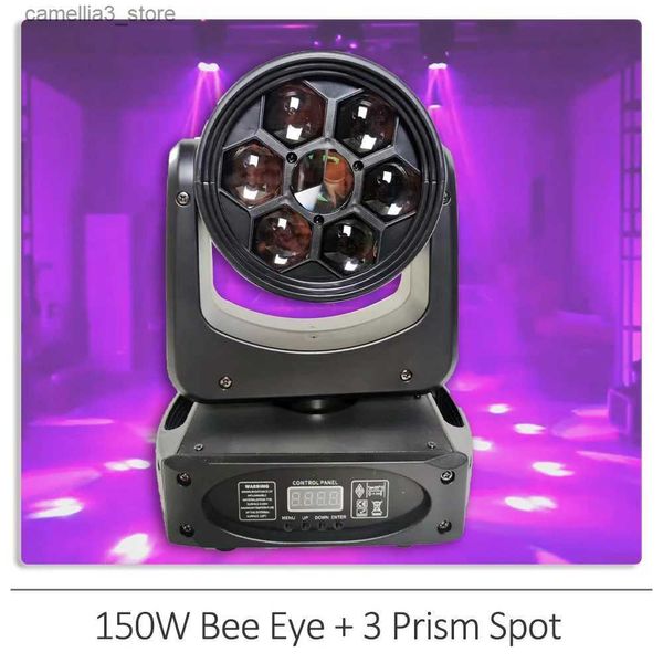 Hareketli Kafa Işıkları Mini 150W LED Arı Göz + 3 Prizma Nokta Hareketli Kafa Işığı DJ DMX Sahne Işık Etkisi Aydınlatma Disko DJ BAR Q231107