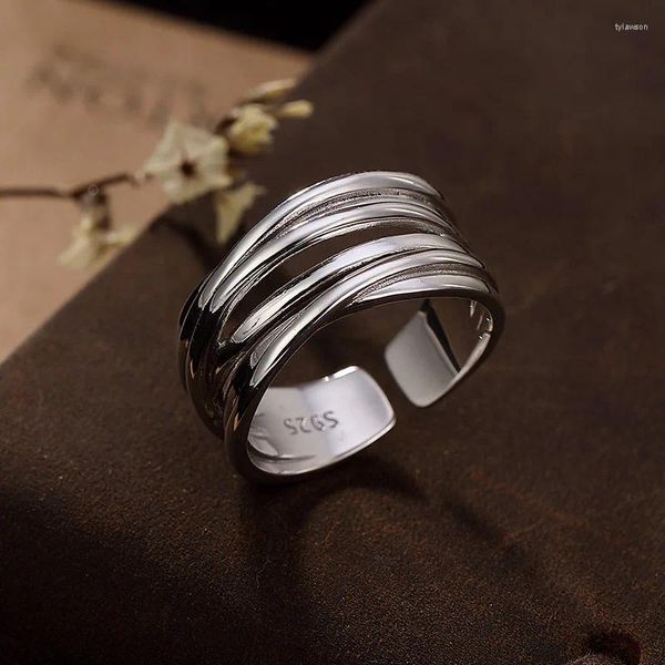 Кольца кластера из стерлингового серебра 925 пробы, классическое кольцо для пары, простое, хорошее, простое, модное, винтажное, многослойное, обручальное ювелирное изделие, подарки