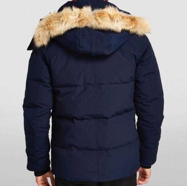 Piumino da uomo Piumino d'oca Parka Wyndham Designer Vera pelliccia di coyote Giacca a vento da esterno Jassen Capispalla con cappuccio Fourrure Manteau Hiver Doudoune 0x1g