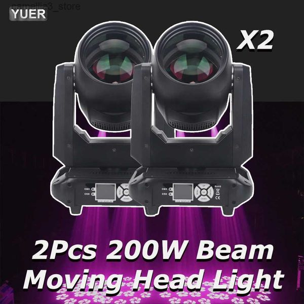 Moving Head Lights 2 Pçs / lote YUER 200W LED Moving Head Light Beam Spot 18 Prismas Rotativos Dj Dmx Stage Light Effect Light Disco Dj Bar Wedding Club Q231107