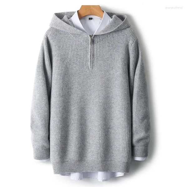 Maglioni da uomo Smpevrg 23 Stile Inverno Uomo Casual Addensare Pullover maschile Manica lunga Colletto con cappuccio Maglione Top in maglia di lana