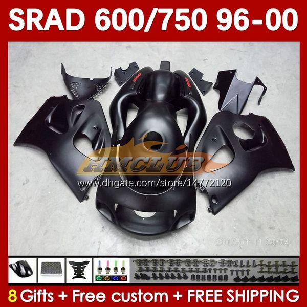 КОМПЛЕКТ БОД для Suzuki SRAD GSXR 750 600 CC GSXR600 GSXR750 1996-2000 168NO.57 GSX-R750 GSXR-600 1996 1997 1998 1999 2000 600cc 750cc 96 97 98 99 00 Moto Flat Black Black Black Black.