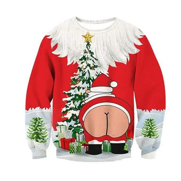 Herrenpullover Erwachsene Kinder Lustiger Weihnachtsmann Weihnachten 3D-gedruckter Pullover Pullover Sweatshirts O-Ausschnitt Pullover für Männer Frauen Paare Plus Size 231107