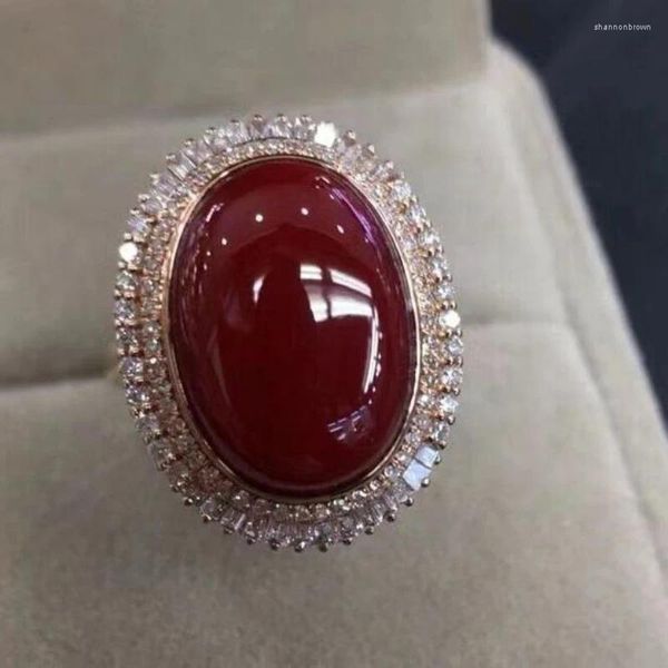 Anéis de cluster Prata incrustada Southern Rubellite Casamento para Mulheres Borgonha Abertura Ajustável Clássico Luz Luxo Jóias Presente