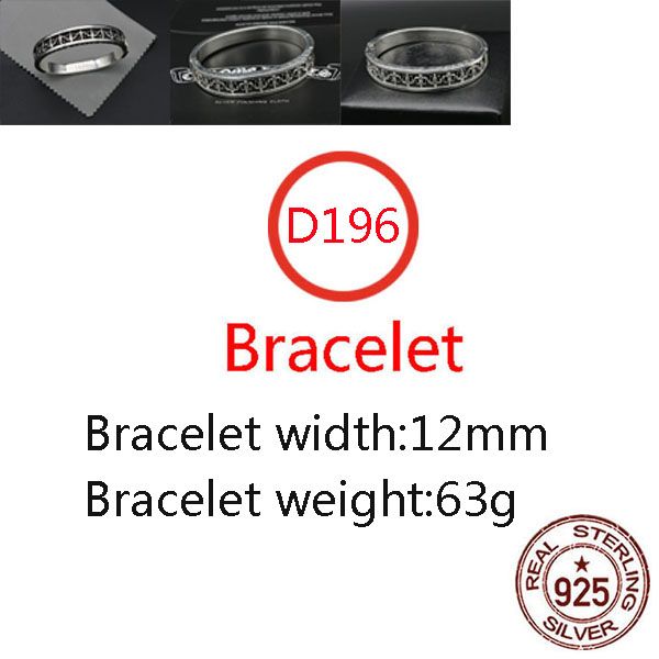 D196 S925 Bracciale in pelle bovina in argento sterling Hip Hop Street Fashion Coppia gioielli Personalizzati Stile punk Solid Anchor Lettera Amante Regalo braccialetto