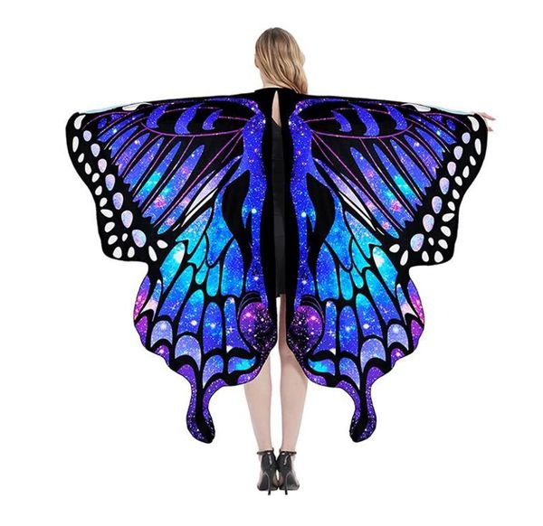 Bühnenkleidung Schmetterlingsumhang Handel Schmetterlingsschal Halloween Farbverlauf Tanz verzierte Flügel Kostümumhang Partybevorzugung Geschenk Requisiten
