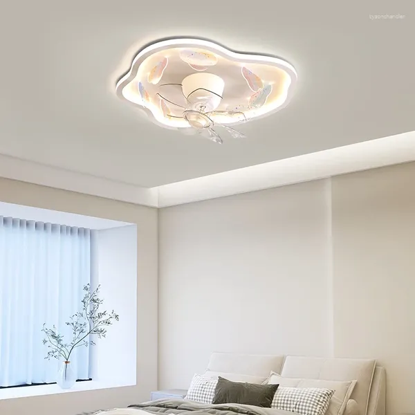 Luzes de teto ventilador lâmpada quarto sala estar estudo com luz e controle ferro arte cor acrílico folha lustre