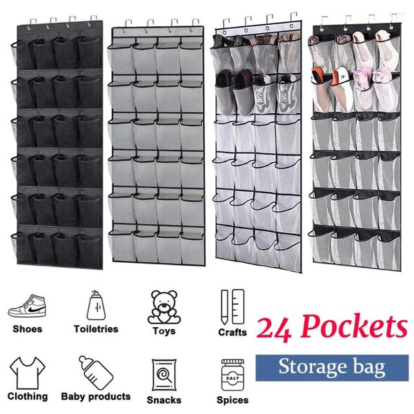 Scatole portaoggetti Organizer per scarpe appeso Portapacchi a 24 tasche Appendiabiti per borse in tessuto montato a parete per porta