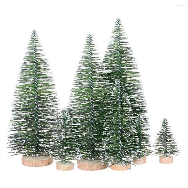 Weihnachtsdekorationen 25pcs Miniaturkunstbäume 5 Größen mit Holzbasis für Dekoration DIY Party Kunsthandwerk