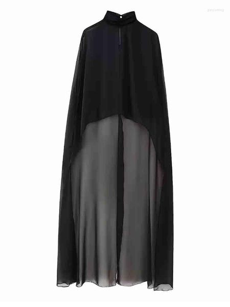 Giacche da donna 2023 Poncho Coat Women Fashion Asimmetric Tulle Cape Coats Top Woman Spring Casual Cash