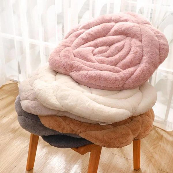 Assento de travesseiro manter quente engrossado super macio antiderrapante grânulo hip protetor redondo rosa forma cadeira de pelúcia tatami
