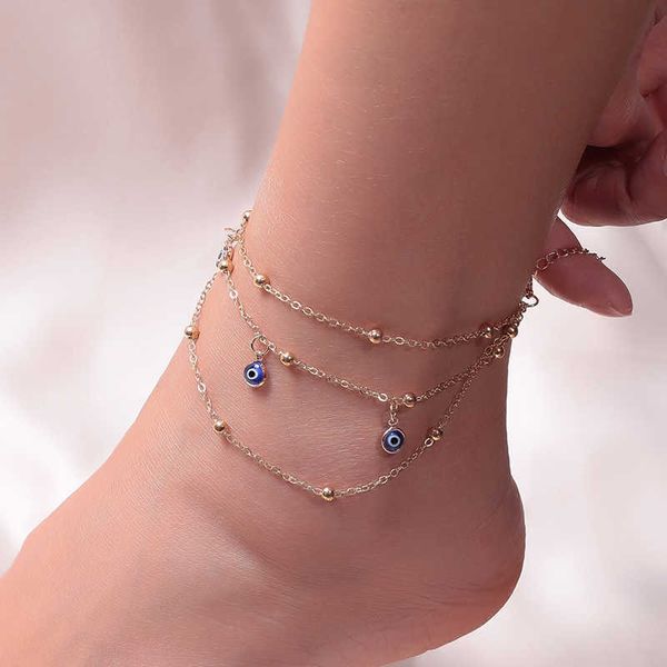 Неклеты богемные браслеты для женщин для женщин Многочисленные слои Турецкие глаза Bracelet Bracelet Barefoot Sandals Pulseras