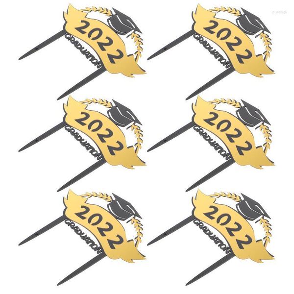 Suprimentos festivos Outra festa 6pcs Decorações de bolo de formatura 2023 Cupcake Toppers PicksOutros