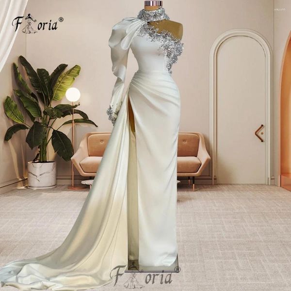 Partykleider Dubai One Shoulder Elegantes Meerjungfrau-Abendkleid Perlen Elfenbein Formelle Anlässe Kleider Saudi-Arabien Hochzeit Vestidos